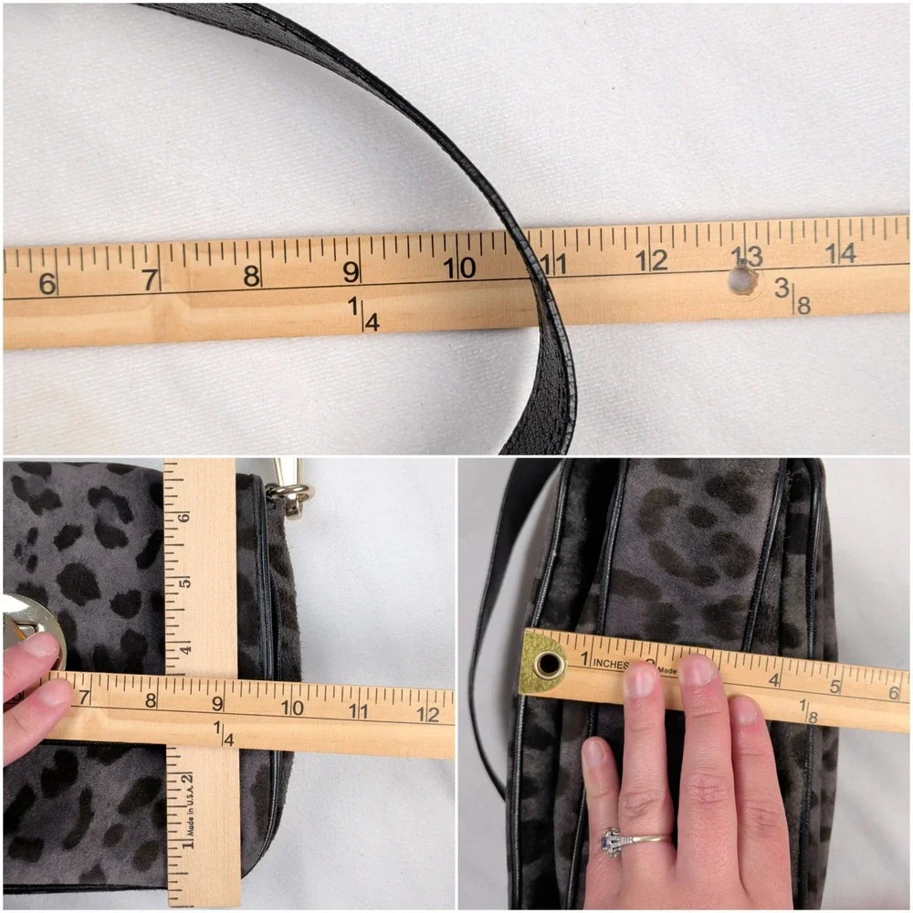 Kate Spade Gray Leopard Print Calf Hair Shoulder Bag Gold Turn Lock Preppy